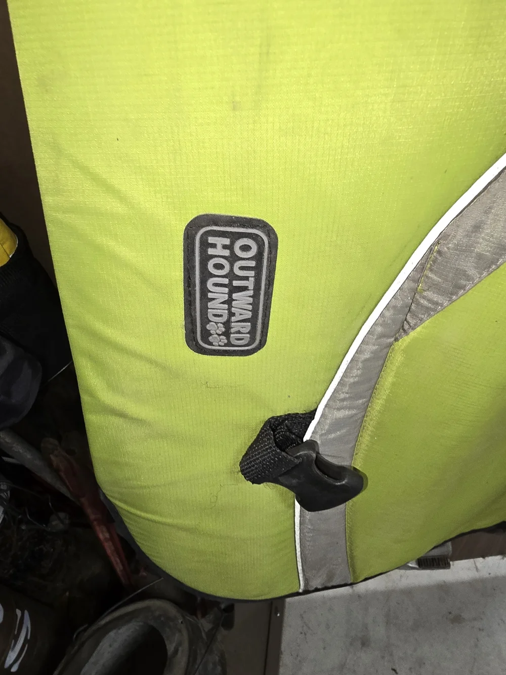 Outward Hound Lime Green and Gray Dog Life Jacket Vest - Picture 6 of 6